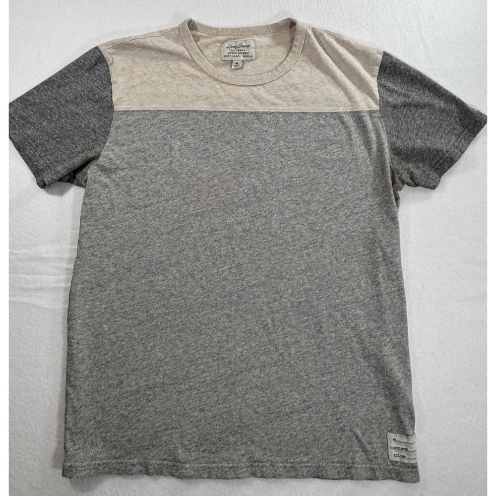 Lucky Brand Grey Label Mens Shirt Medium Gray Color Block Softest Knitwear EUC